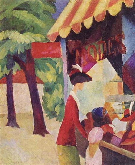August Macke Vor dem Hutladen (Frau mit roter Jacke und Kind) Spain oil painting art